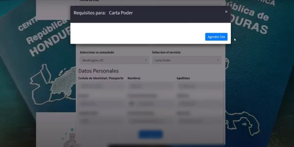 Cómo reservar una cita en el consulado de Honduras para Estados Unidos 5 paso 5 cita consualar hondurena