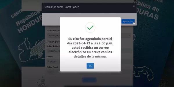 Cómo reservar una cita en el consulado de Honduras para Estados Unidos 6 paso 6 cita consualar hondurena